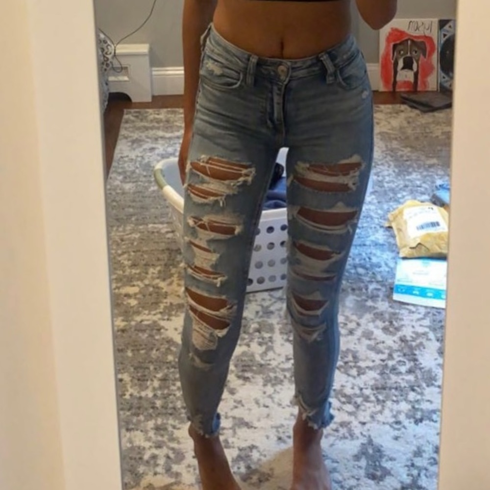 american eagle ripped jeggings / skinny jeans